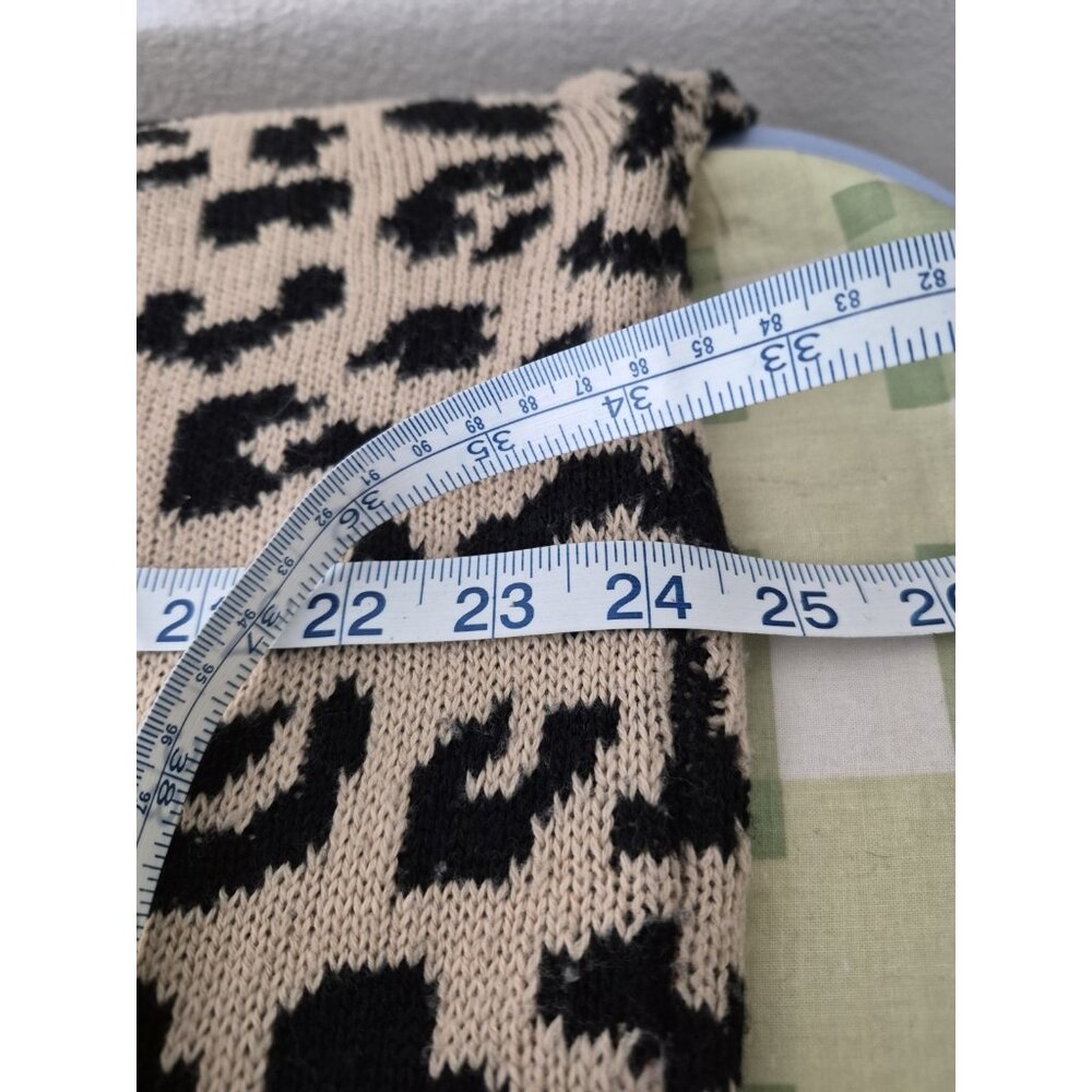 Rue + Women's Black Tan Tasseled Trellis Leopard Artsy Boho Sweater Plus Size 1X - Picture 4 of 7